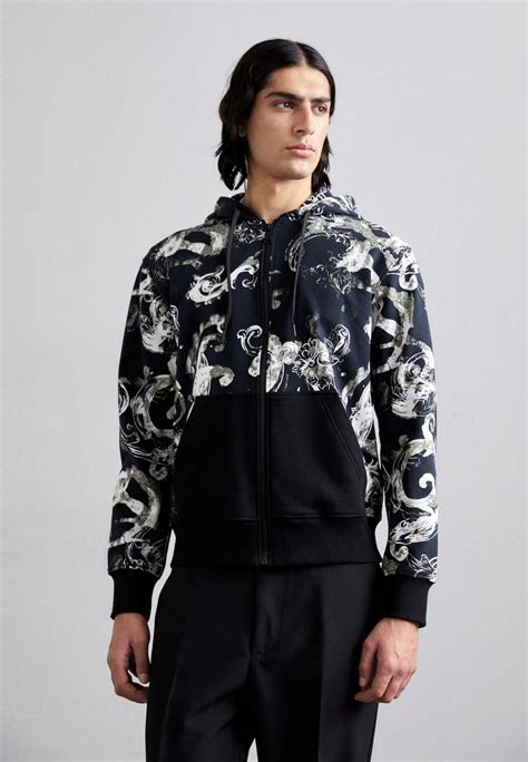 versace jeans zip hoodie with contrast sleeves